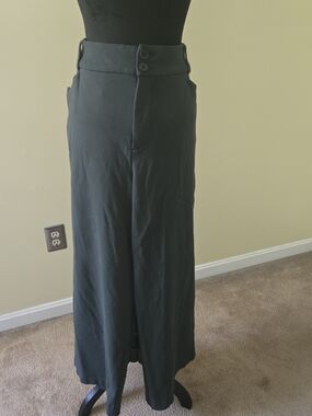 torrid Long High Waisted Wide Leg Trousers in Dark Green